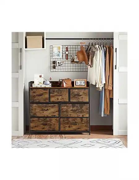 Livrare rapidă Comoda cu 7 sertare, Vasagle, 98 x 28.5 x 85, LTS137B01, Maro Rustic