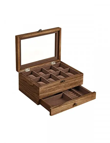 Ofertă limitată Cutie de bijuterii, Songmics, 19 x 27 x 12.5 cm, JOW008K01, Maro