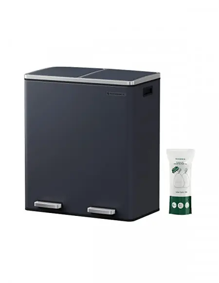 Cos de reciclare, Songmics, 2 compartimente, 2 x 30 L, LTB60GS, Gri Vezi acum