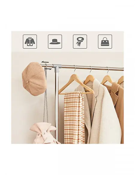 Doar azi Suport pentru haine reglabil cu roti, Songmics, 2 sine, 101-163 x 49 x 113-198 cm, LLR401, Gri