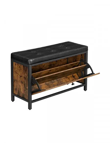 Bancheta tip pantofar, Vasagle, LSB049B01, Maro Rustic, 80 x 30 x 51 cm Reducere
