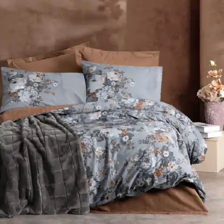 Bestseller Set Lenjerie si Patura Smooth Antracit (Bumbac 100%)