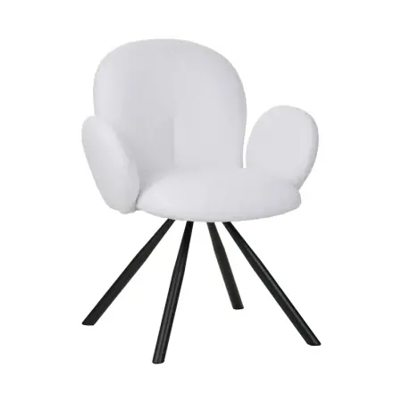 Doar azi Fotoliu Garzele alb din material teddy cu picioare din metal negru 68x66x82.5 cm