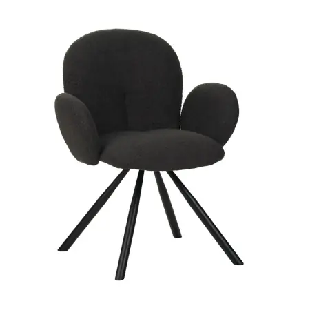 Fotoliu Garzele gri inchis din material teddy cu picioare din metal negru 68x66x82.5 cm Cel mai bun preț