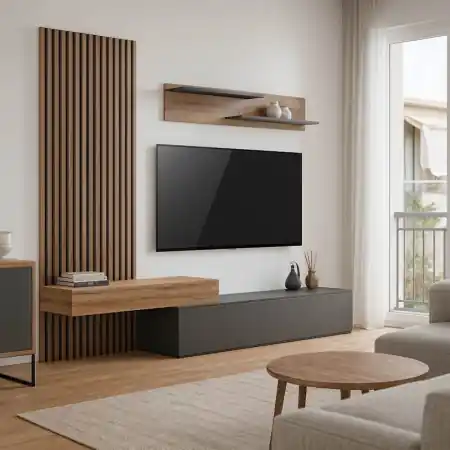 Ansamblu comoda TV Litende Gri inchis 249.4x42.2x199.5 cm Expediere rapidă