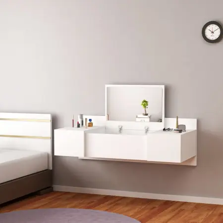 Masa de toaleta si machiaj suspendata Zakkum Alb 100x33x39.1 cm Calitate înaltă