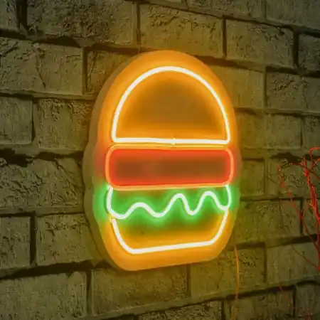 Chilipir Decoratiune luminoasa LED de perete Hamburger Multicolor 28x27x2 cm