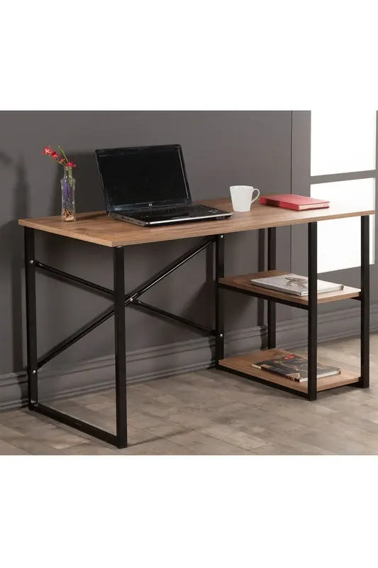 Birou cu rafturi metal Colbin Homs, 120x70x60 cm Popular