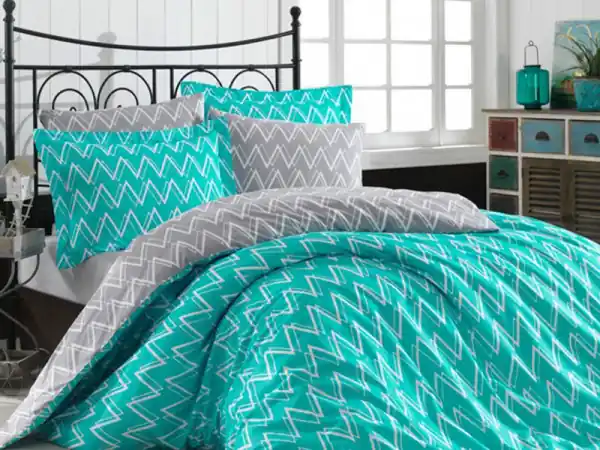 Lenjerie de Pat Bumbac 100% Poplin - Pat 1 Persoana - Hobby Home - Nazende Turquoise - HBP-38 Ofertă limitată