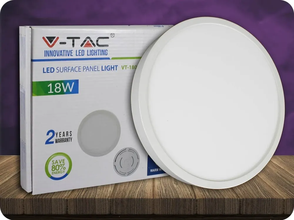 Panou LED montat la suprafață cu alimentare, 18W, 1440lm, circular, PREMIUM Noutate