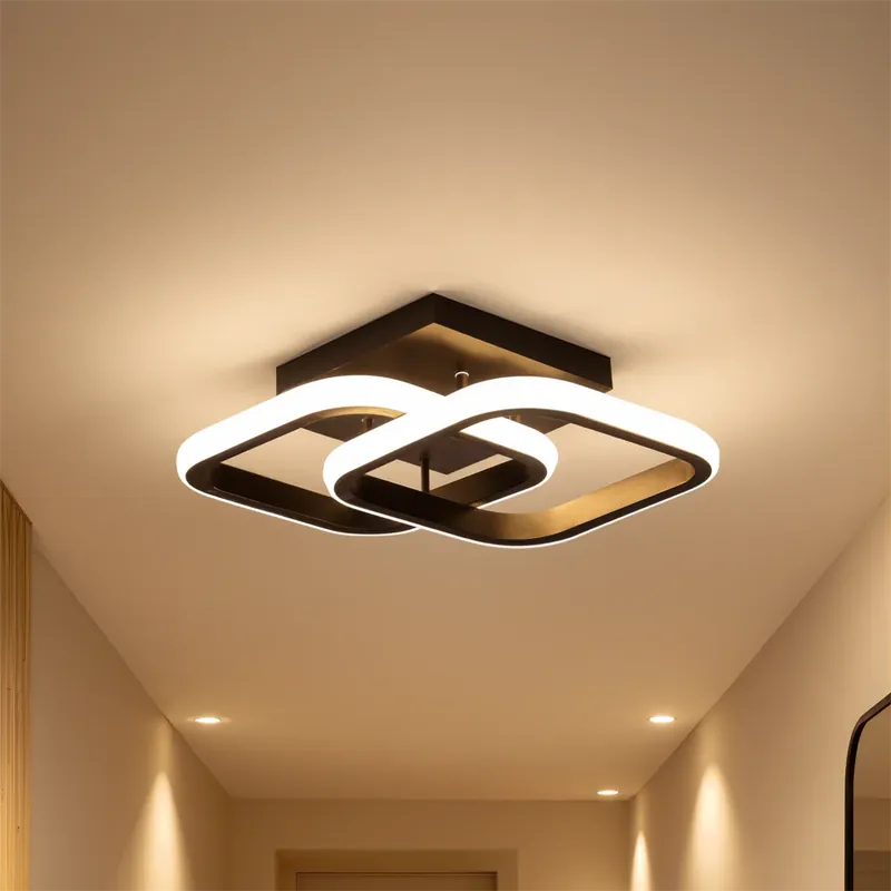 Lustra LED VERTEX Matrix Romburi Suprapuse, Rame Metalice, 24W, 2 Romburi, Lumina Rece/Calda/Neutra 3000K/4000K/6000K, Negru, Metal si Silicon Retur ușor