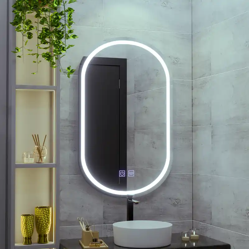 Doar azi Oglinda LED Ovala 50X80cm, Velara Touch, Sistem Dezaburire, Dimabila, Lumina Rece 6000K