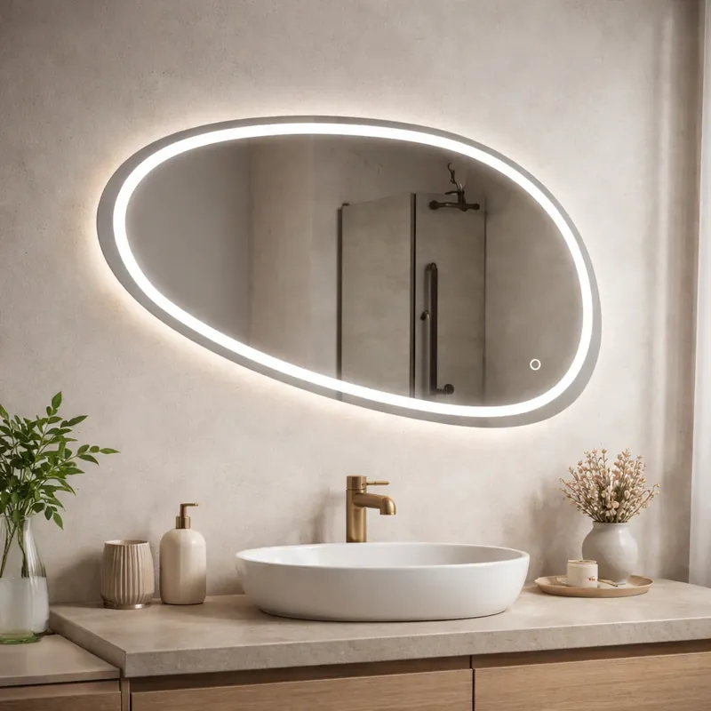 Disponibil imediat Oglinda LED , 80x45cm, Disegno Touch Marcello, Sistem Dezaburire, Dimabila