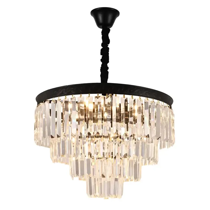 Candelabru Cristal Frank 10x E27 Negru Reducere extra