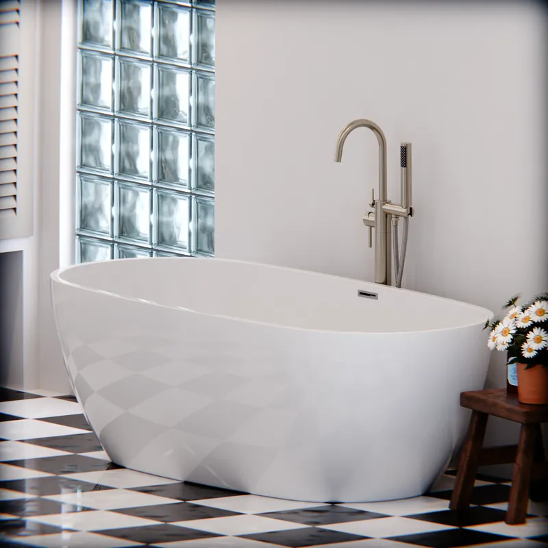 Chilipir Cada Freestanding, Semi-ovala, Acril, Alba, 150×72×60 Cm