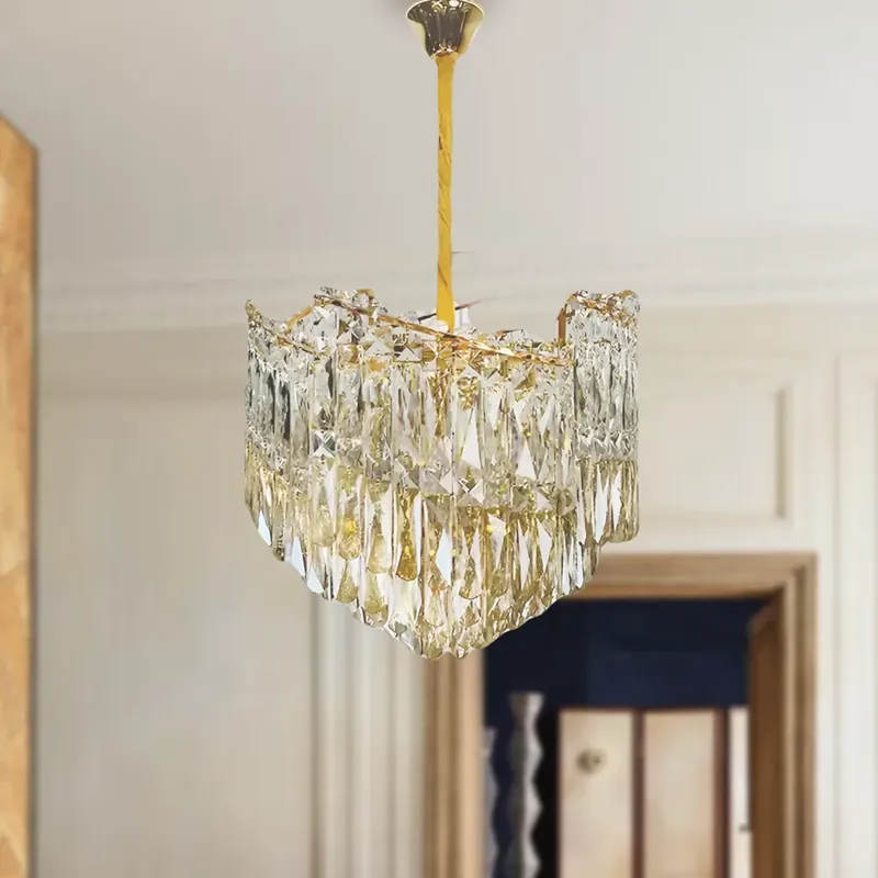 Cumpără online Candelabru Cristal TOPKAPI Eleganza 8x E14, Diametru 49cm, Auriu Lucios, Inaltime Reglabila