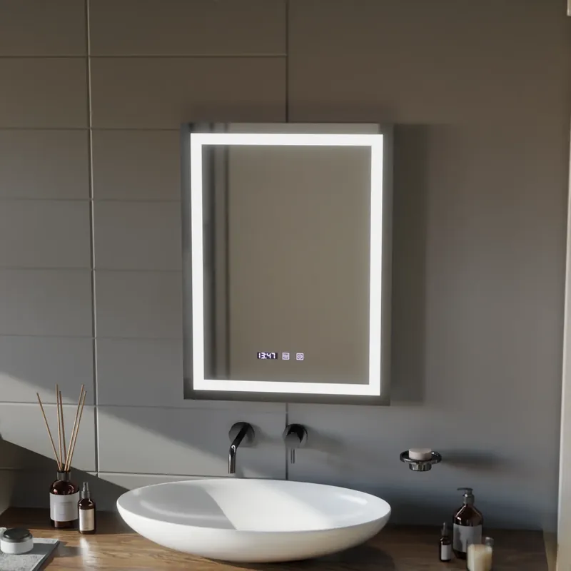 Oglinda LED Touch MODENA Sistem Dezaburire, Ceas si Temperatura 60x80 cm Cumpără acum