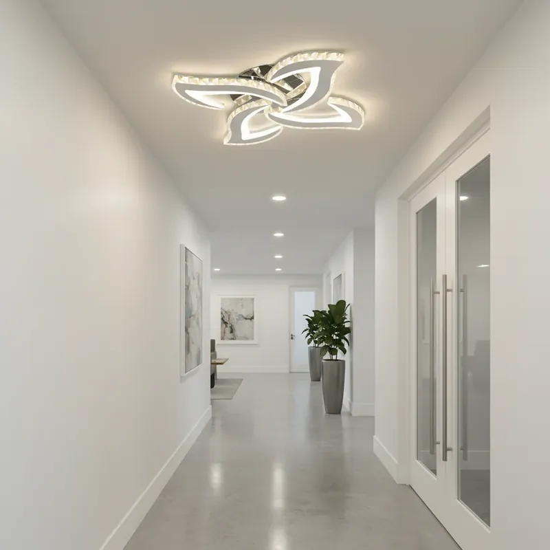 Lustra LED Alejandro cu Telecomanda, 71W, 4 Flori, Lumina Dimabila Rece/Calda/Neutra, Crom Ofertă limitată