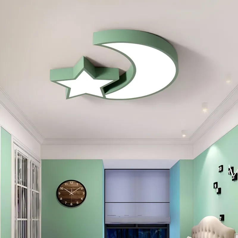 Lustră LED Sofia, 34W, Acril Verde, Formă Lună și Stea, 3000K/4000K/6000K Livrare rapidă
