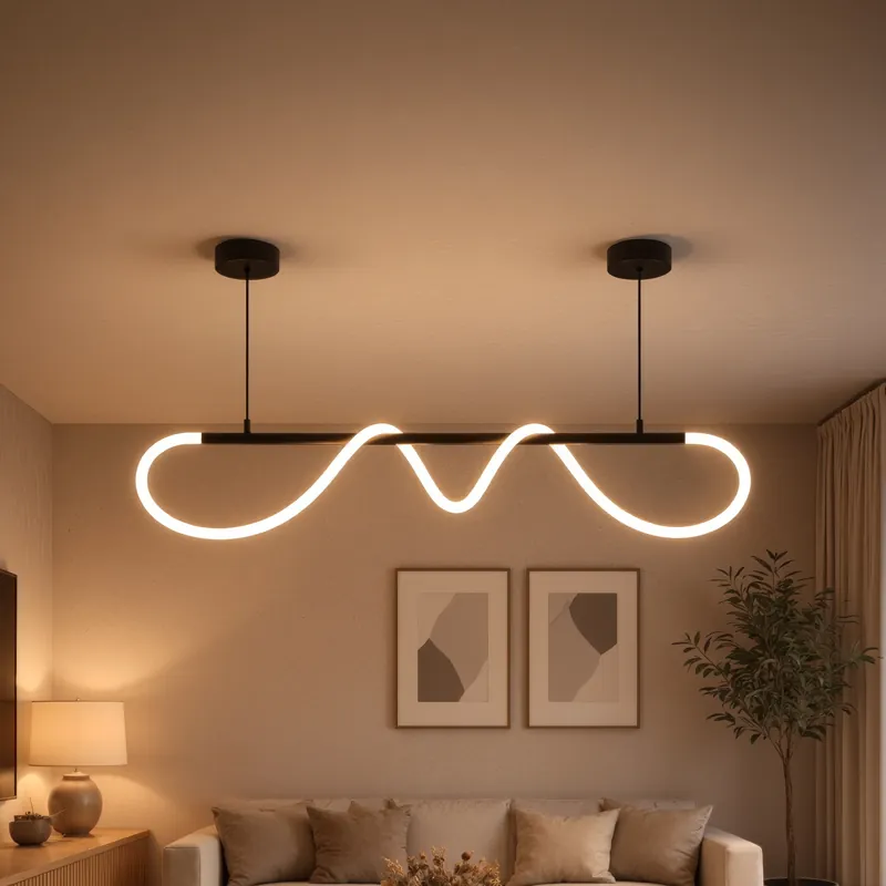 Ieftin Lustra LED DIVINO cu Tub Silicon Flexibil – 24W, Lumina Reglabila, Negru Mat