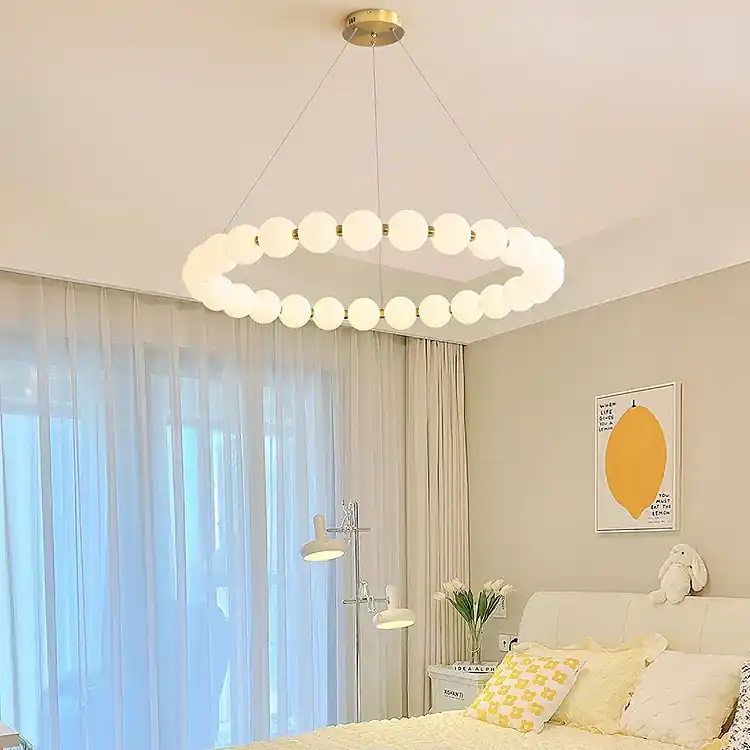 Lustră Suspendată LED Acril Celeste 42W cu Telecomandă, Dimabilă, Lumina Calda/Neutra/Rece 3000K/4000K/6000K, Auriu, Metal și Acril Ofertă limitată