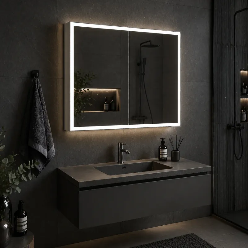 Oglinda LED cu Dulap MODA 60x70 cm Alb Iluminare Perimetrala si Senzor Radar Reduceri
