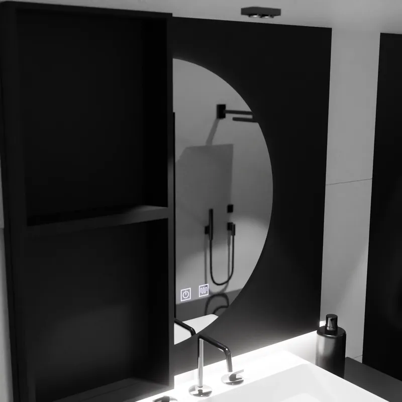 Expediere rapidă Oglinda LED Semiluna 50x100cm, Arcuat Touch, Sistem Dezaburire, Dimabila