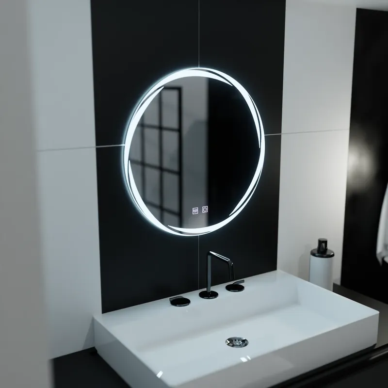Cumpără online Oglinda LED Rotunda 60cm, Spirallus Touch, Sistem Dezaburire, Dimabila