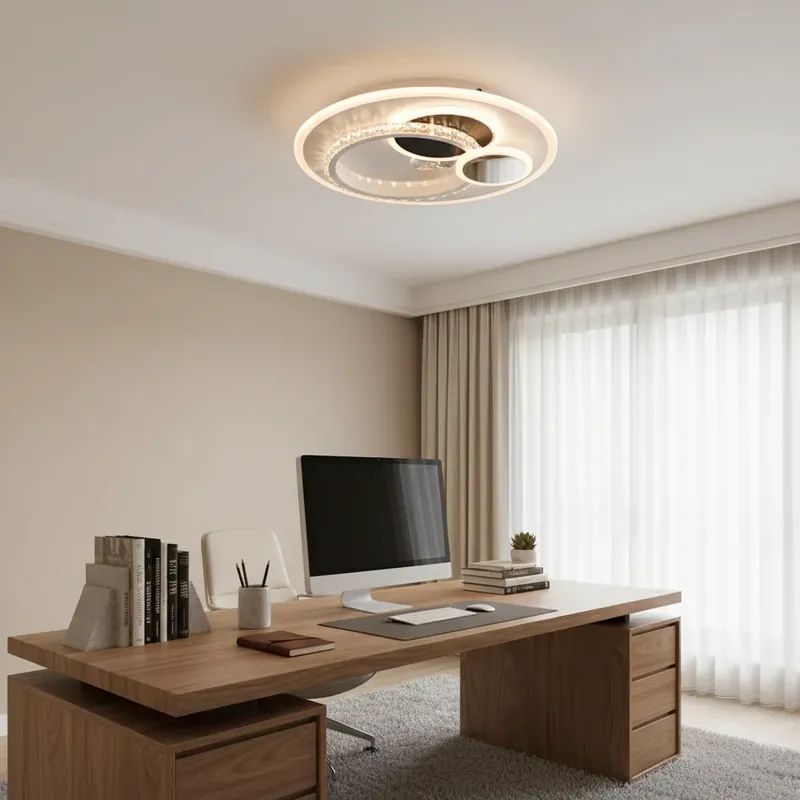 Reduceri Lustra LED cu cristal HELIOX, 37W, 4 Cercuri, lumina Rece/Calda/Neutra, Negru
