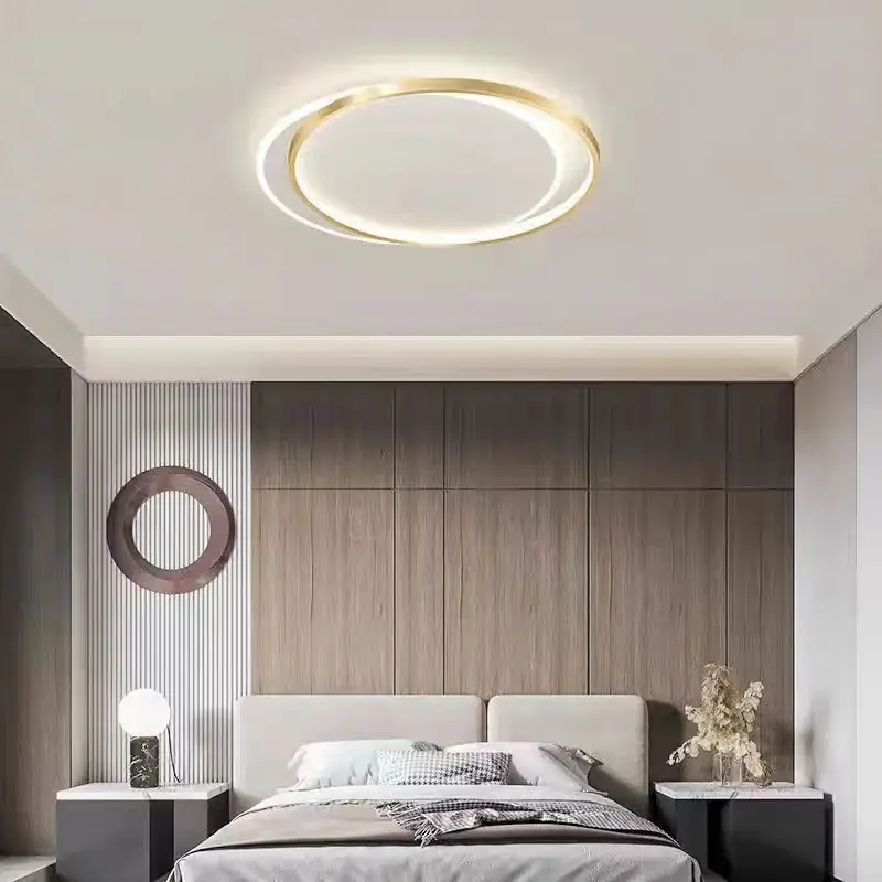 Ofertă exclusivă Lustra LED cu telecomanda SOLARA 51W, 2 Cercuri, lumina Rece/Calda/Neutra, Dimabila, Auriu Alb