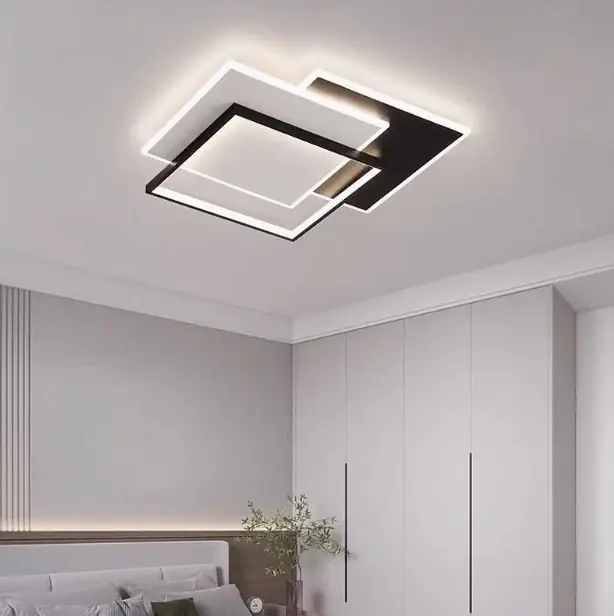 Lustra LED cu telecomanda CHIARA 98W, 3 Patrate, lumina Rece/Calda/Neutra, Dimabila, Negru Premium