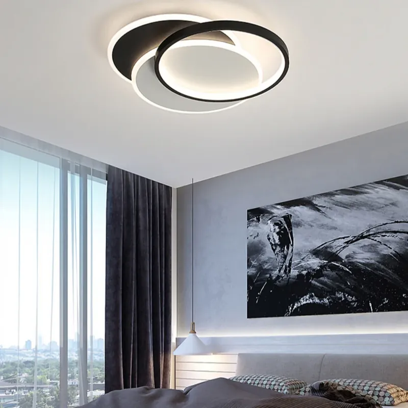 Lustra LED cu telecomanda CHIARA 67W, 3 Cercuri, lumina Rece/Calda/Neutra, Dimabila, Negru Plată sigură