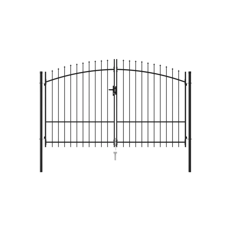 Poarta de gard cu usa dubla, varf ascutit, negru, 3x2 m, otel Cumpără acum