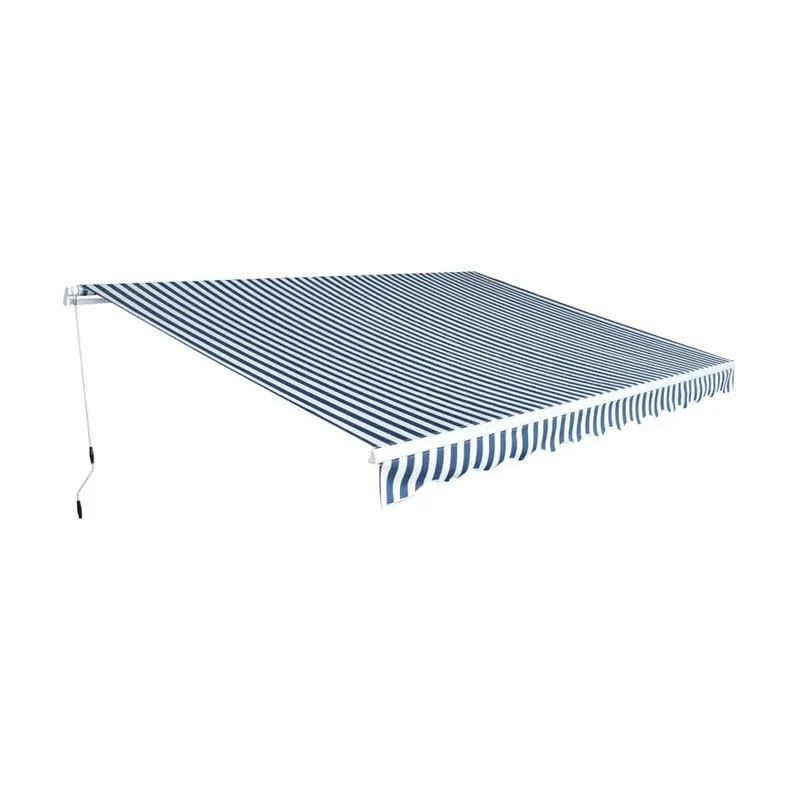 Reducere de preț Copertina pliabila cu actionare manuala, 450 cm, albastru/alb