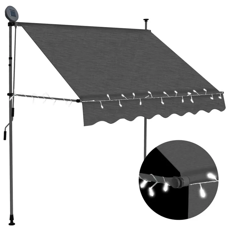 Cel mai vândut Copertina retractabila manual cu led, antracit, 100 cm