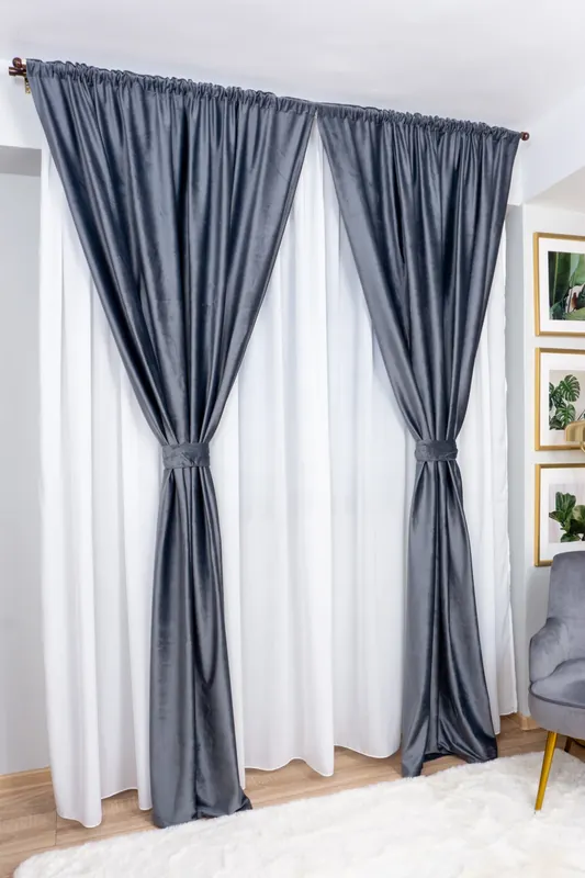 Set 2 Draperii din Catifea Gri 100x245cm cu Rejansa - CTFDA511_100x245_ATL_EMG Discount