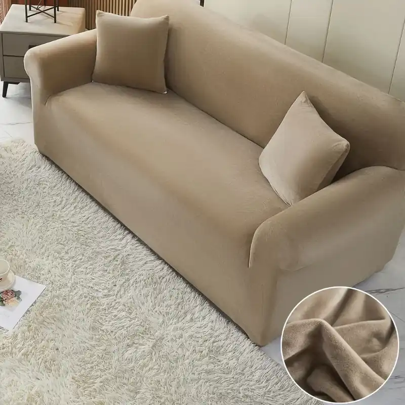 Calitate înaltă Husa de Canapea din Catifea 2 Locuri - Cappuccino - HCCJM014