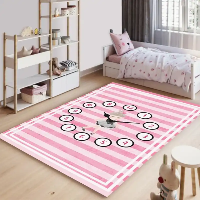 Ofertă specială Covor Antiderapant pentru Copii 80x150 cm - Ceasul Roz - CVHC028_80x150_CVH