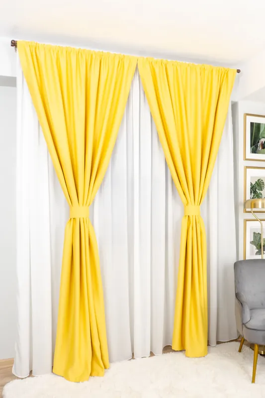 Set 2 Draperii din In Galben 100x245cm cu Rejansa - DIN004A_100X245_B2_02_ATL Cel mai vândut