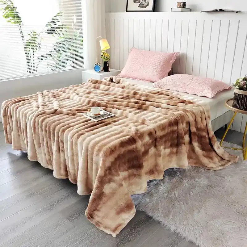 Patura Super Pufoasa 200x230cm - Maro Deschis Degrade - PCCS_U079 Calitate înaltă